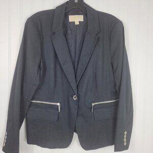 Michael Kors Blazer, Black with Silver Buttons and Zippers Women's 16-Fits 10/12